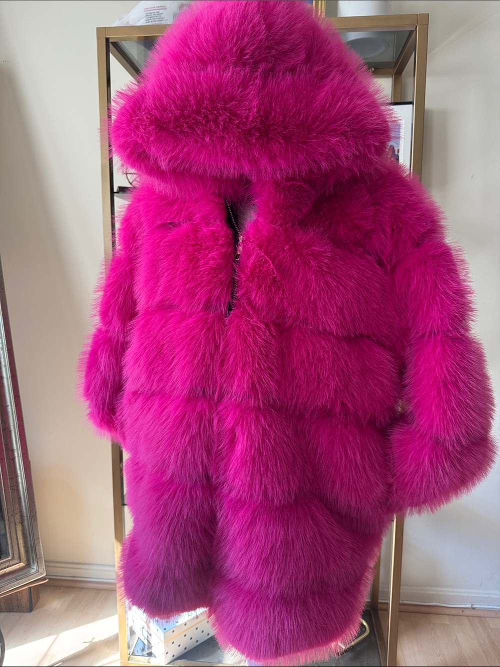 Hot Pink Faux Fur Coat - Picture 2 of 10